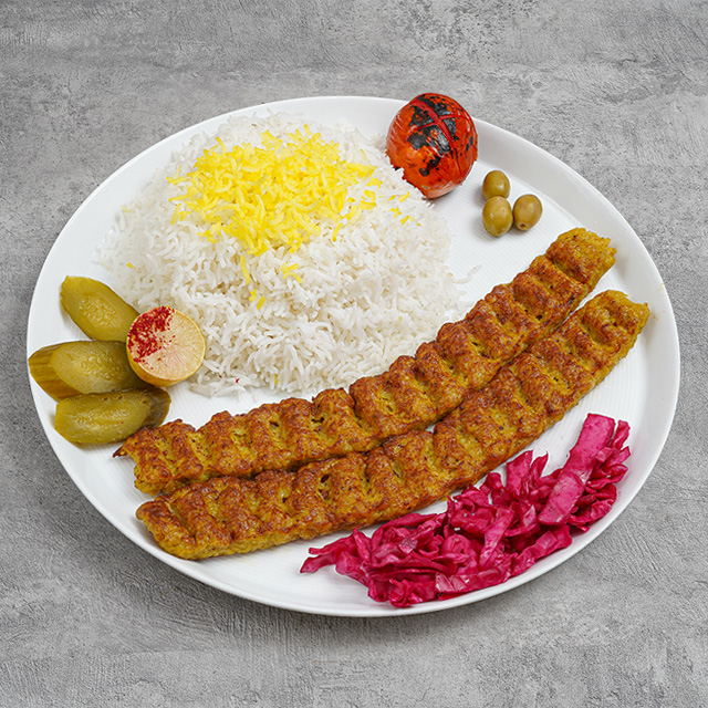 چلو کباب کوبیده مرغ