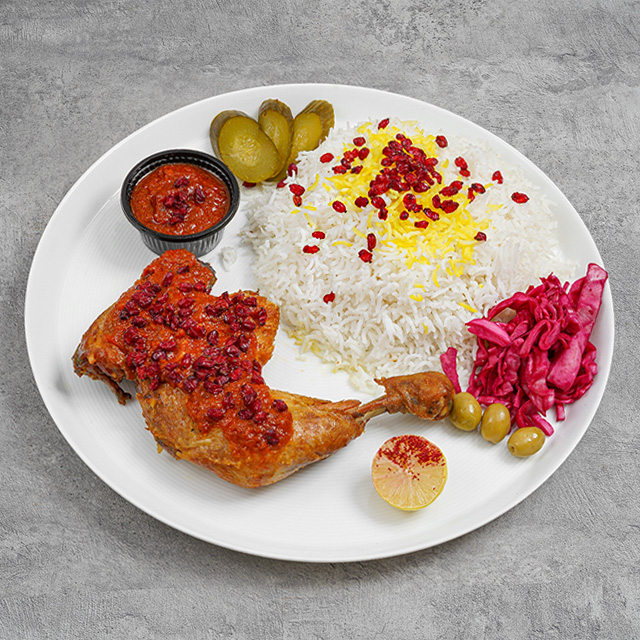 زرشک پلو با مرغ شاندیزی